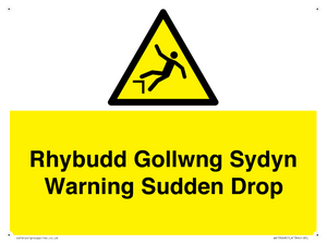 Rhybudd Gollwng Sydyn Warning Sudden Drop